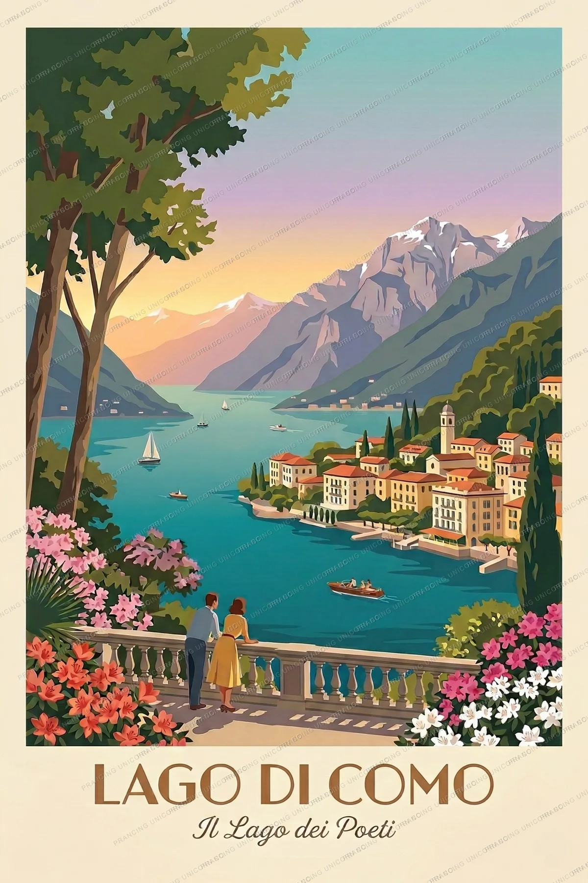 Lake Como travel poster