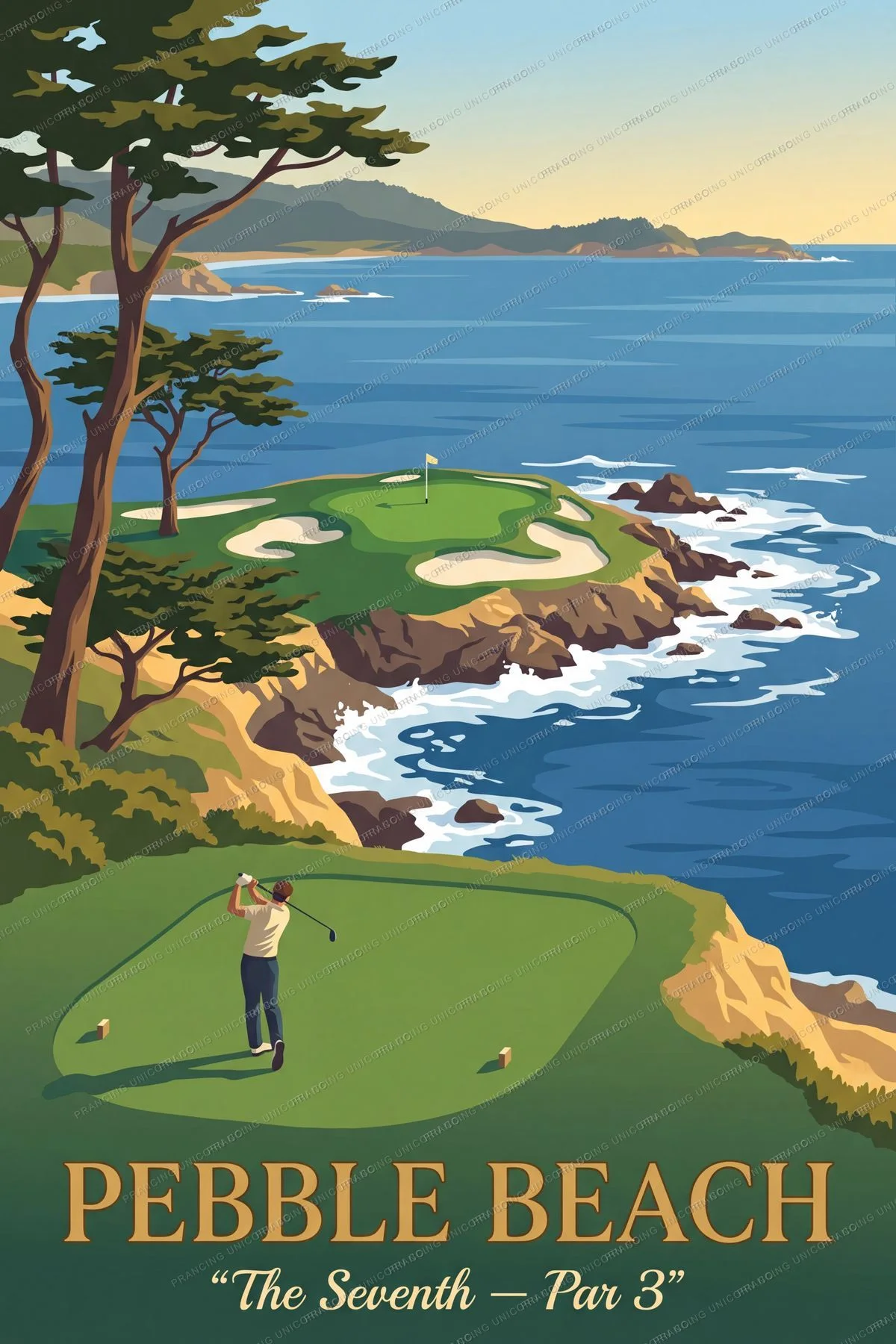 Pebble Beach travel poster